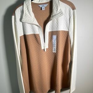 Croft & Barrow Tan Cream Quarter Zip Pullover XXL NWT